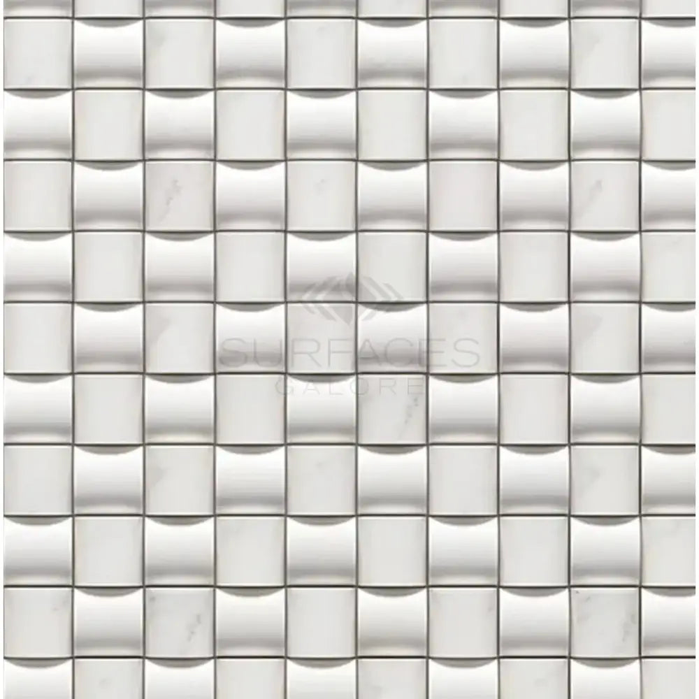White curved square tile pattern from Oriental White Aurora Asian Statuary marble mosaic