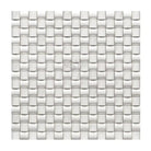 White curved-cube mosaic tile from Oriental White Aurora Asian Statuary Marble collection