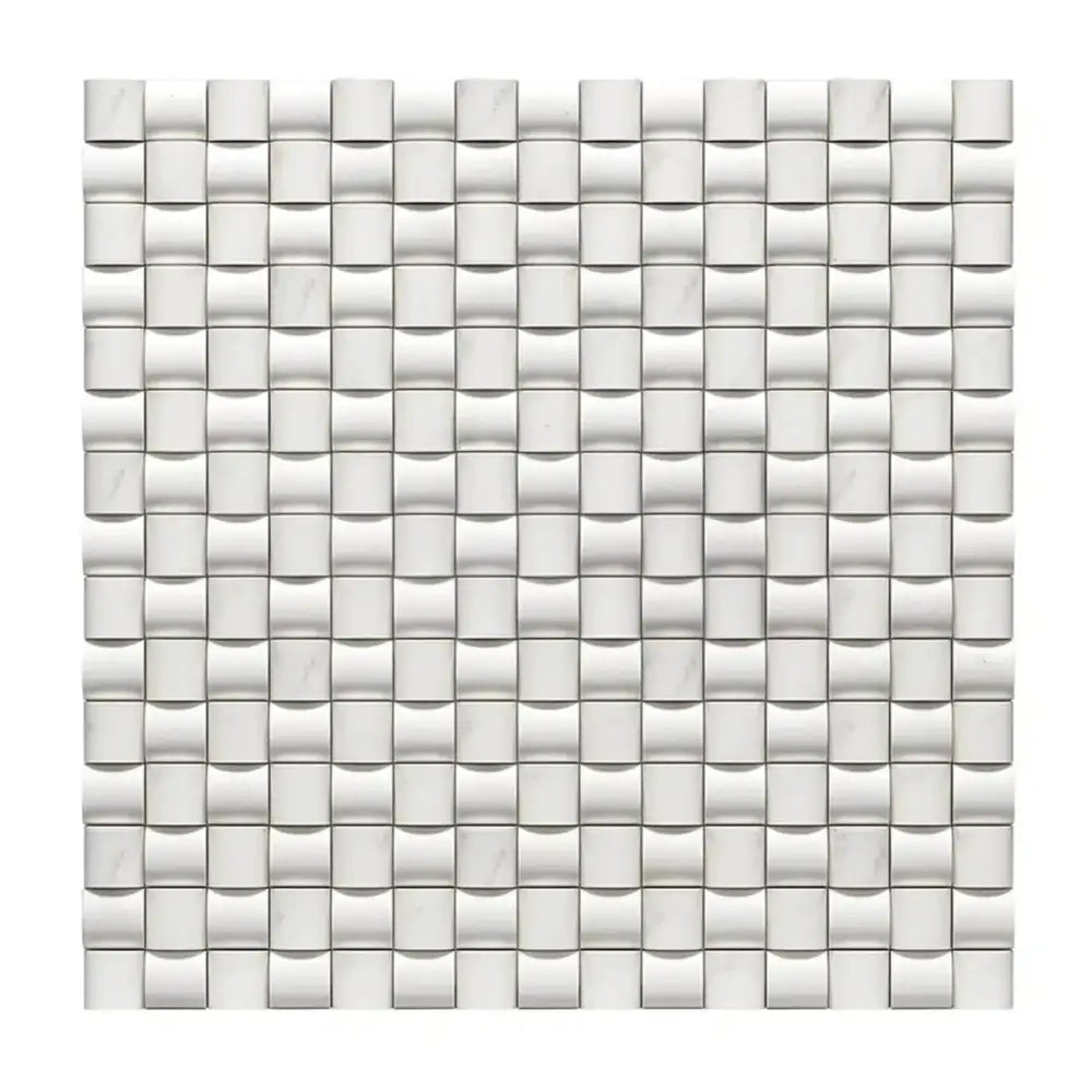 White textured mosaic tile from Oriental White Aurora Asian Statuary 3-D Marble Collection