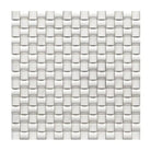 White textured mosaic tile from Oriental White Aurora Asian Statuary 3-D Marble Collection