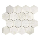 White hexagon tile mosaic from Oriental Aurora White Aurora Asian Statuary collection