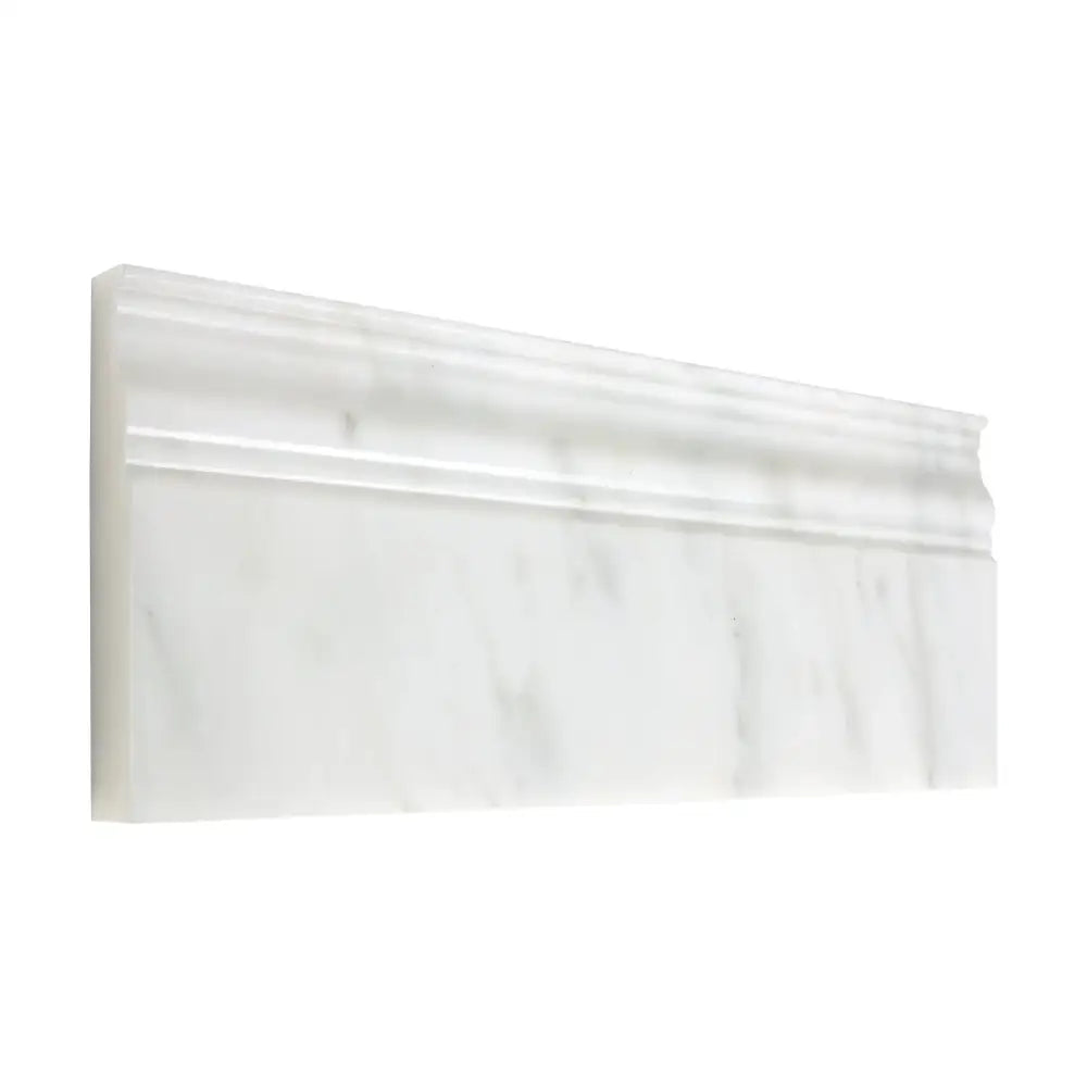 White marble baseboard molding from Oriental White Aurora Asian Statuary 4 3/4x12
