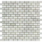 White brick mosaic tile from Oriental White Aurora Asian Statuary marble in polished or honed finish