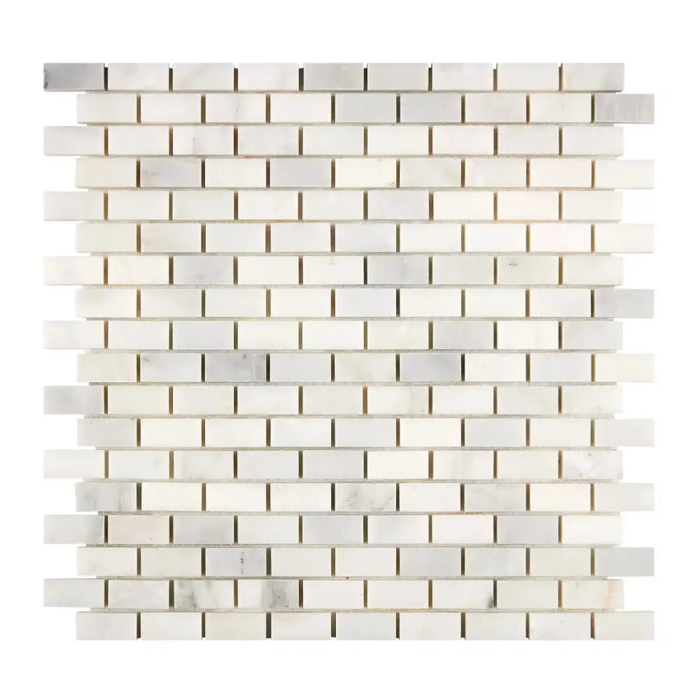 Oriental White Aurora / Asian Statuary 5/8X1 1/4 Mini-Brick Marble Mosaic-American Stone