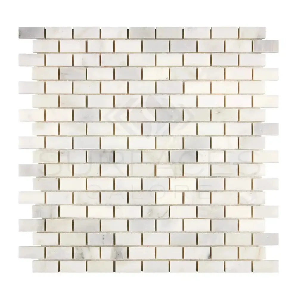 White marble brick mosaic tile from Oriental White Aurora Asian Statuary 5/8X1 1/4