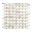 White marble brick mosaic tile from Oriental White Aurora Asian Statuary 5/8X1 1/4