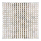 Square mosaic tile sheet featuring Oriental White Aurora White Aurora Asian Statuary marble