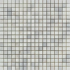 White and gray mosaic tile sheet from Oriental White Aurora Asian Statuary marble