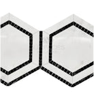 Geometric marble mosaic tile with white and black hexagon pattern for elegant design