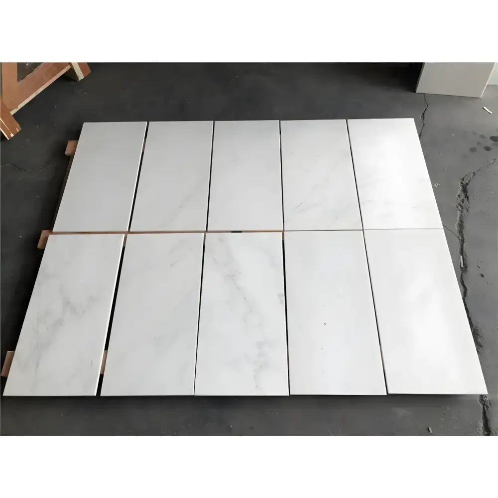 Oriental White Aurora / Asian Statuary 5" Hexagon Combination w/ Black Marble Mosaic-American Stone