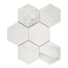 Hexagonal marble tiles from Oriental White Aurora Asian Statuary marble mosaic