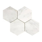 Marble hexagon tiles in Oriental White Aurora White Asian Statuary mosaic finish