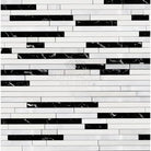 Black and white mosaic tile pattern in Oriental White Aurora marble for elegant decor