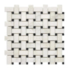Woven white and black mosaic tile from Oriental White Aurora Asian Statuary Basketweave collection