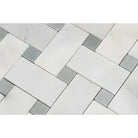 Herringbone tile pattern from Oriental White Aurora White Aurora Asian Statuary Mosaic