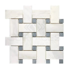 Interwoven white and gray mosaic tile from Oriental White Aurora Asian Statuary Basketweave collection