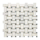 Woven white and gray mosaic tile from Oriental White Aurora Asian Statuary Basketweave with Blue-Gray Marble
