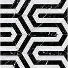 Black and white geometric tile pattern from Oriental White Aurora with Black Marble Mosaic