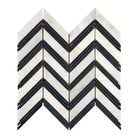 Chevron patterned tile mosaic featuring Oriental White Aurora White Aurora and Black marble