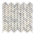 Chevron pattern marble tile from Oriental White Aurora Statuary Mosaic collection