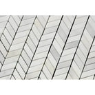 White herringbone marble tile pattern from Oriental White Aurora Asian Statuary Chevron Mosaic