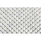 White marble scallop tile pattern from Oriental White Aurora Asian Statuary FAN Marble Mosaic