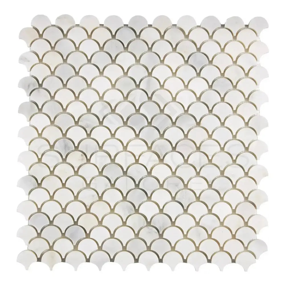 Oriental White Aurora / Asian Statuary FAN (Raindrop) Marble Mosaic-American Stone