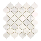 White marble arabesque tile mosaic from Oriental White Aurora Asian Statuary Lantern collection
