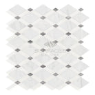 White and gray diamond mosaic tile from Oriental White Aurora marble collection