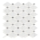 Diamond-patterned marble tile sheet from Oriental White Aurora White Aurora Mosaic