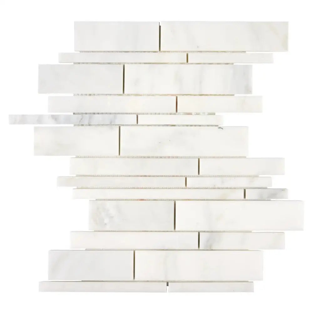 Oriental White Aurora / Asian Statuary Manhattan (Random-Strip) Marble Mosaic-American Stone