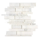 White marble mosaic tile with Asian Statuary Manhattan pattern in polished or honed finish