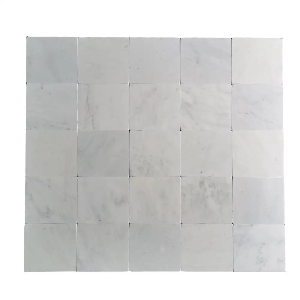 Square marble tile mosaic in Oriental White Aurora White Aurora Asian Statuary Marble 12X12 Tumbled