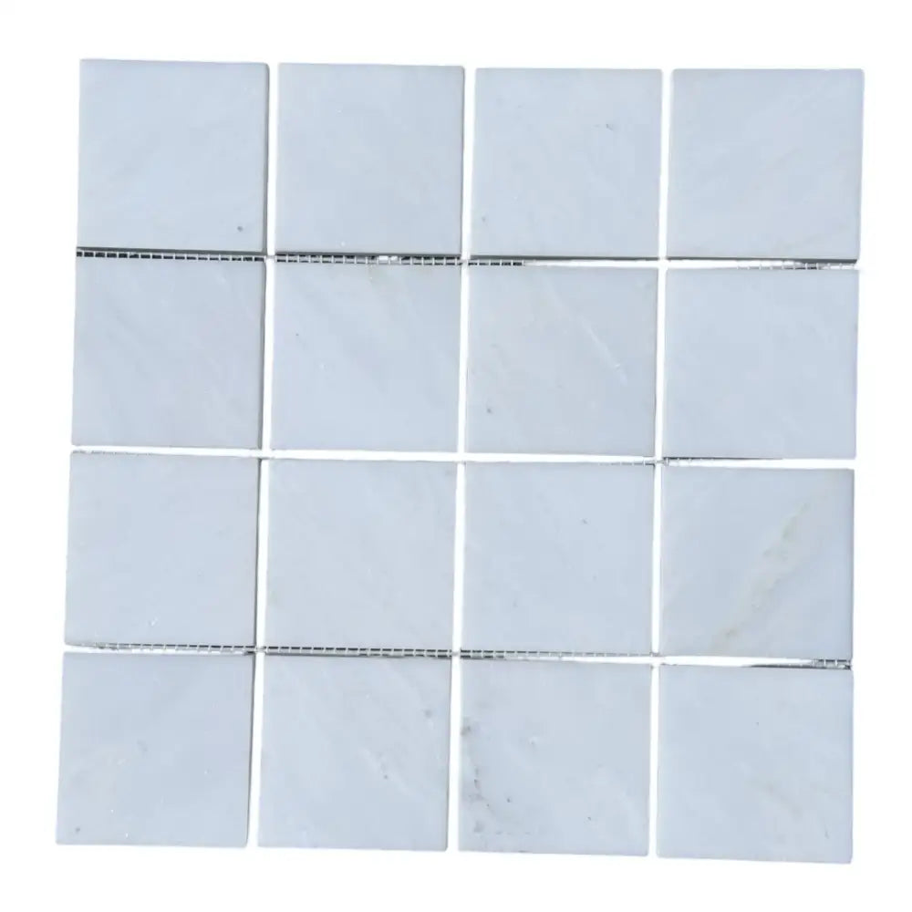 Square white tile mosaic from Oriental White Aurora Asian Statuary White Marble