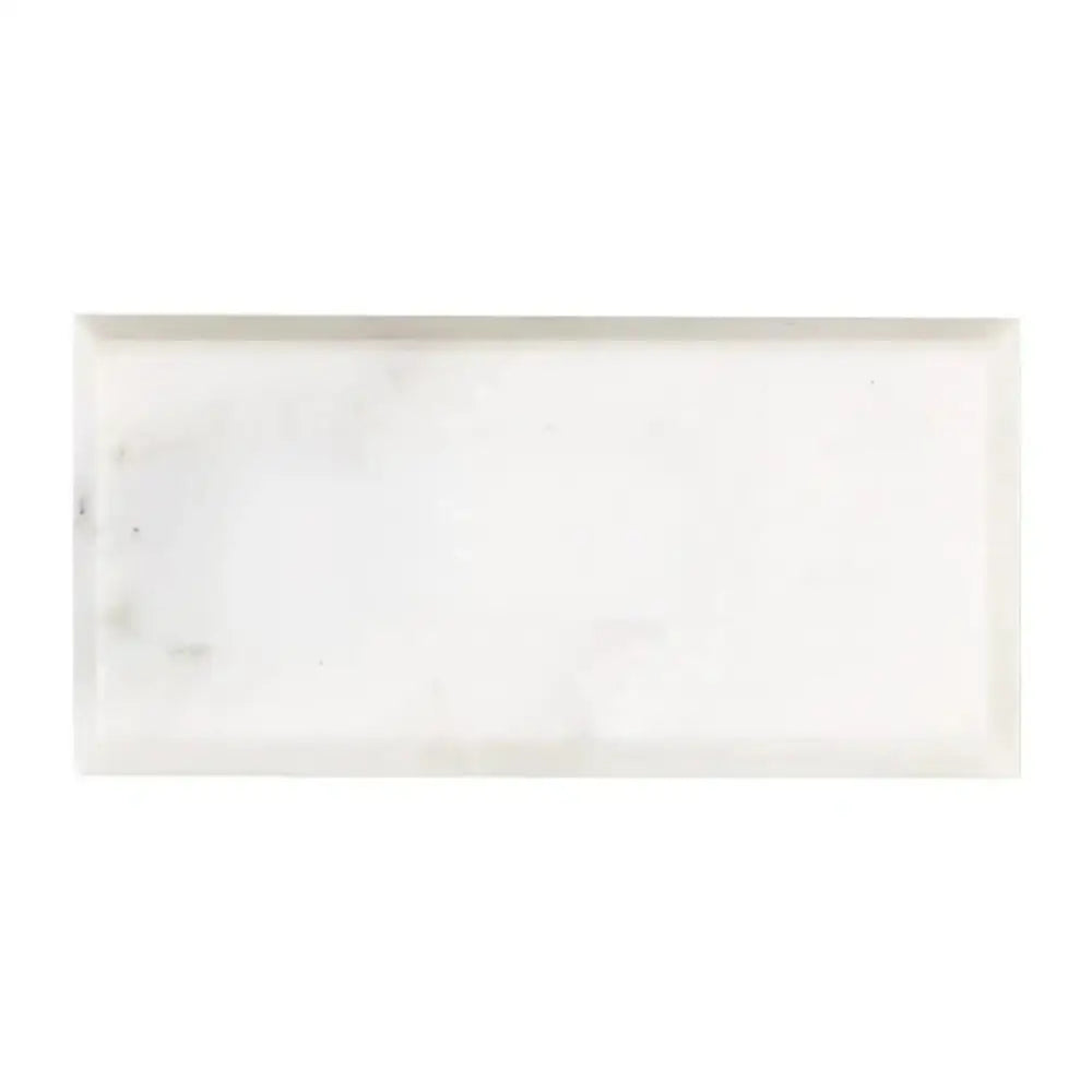 Rectangular white marble tray from Oriental Aurora Asian Statuary Marble, polished and beveled