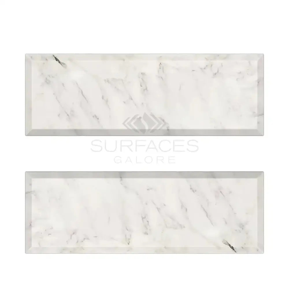 Marble-patterned rectangular tiles from Oriental White Aurora Asian Statuary Marble