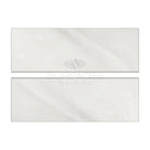 Two rectangular white marble tiles from Oriental White Aurora Asian Statuary Marble