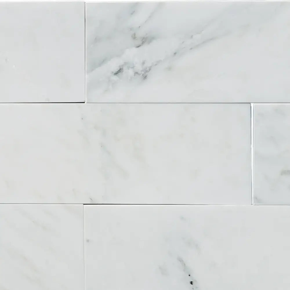 White marble brick pattern from Oriental White Aurora Asian Statuary Marble 4X12 polished or honed