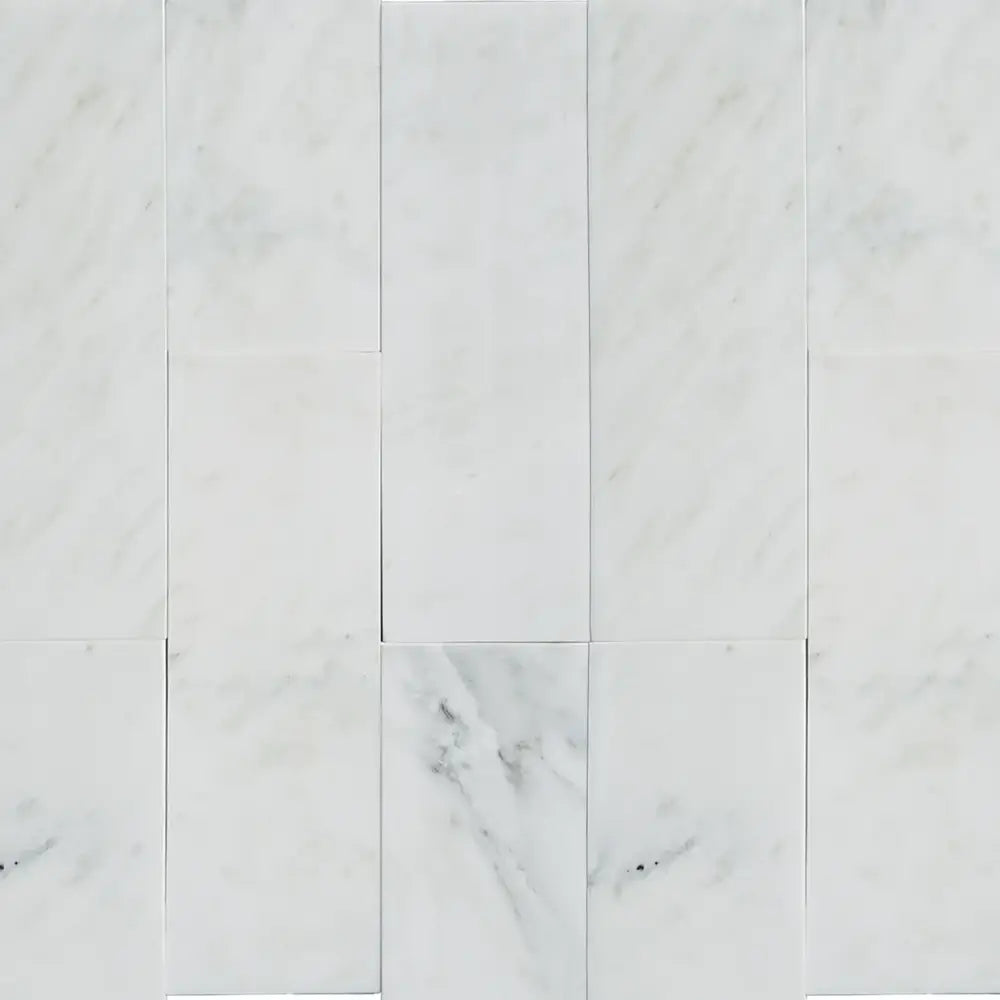 White marble tile pattern from Oriental White Aurora Asian Statuary Marble 4X12