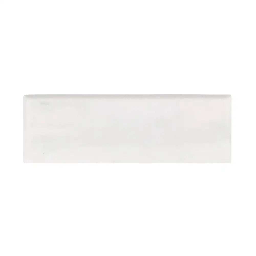 Oriental White Aurora / Asian Statuary Marble 4X12 Tile (Long-Side, Single-Edge Bullnosed)-American Stone