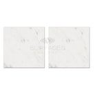 Square marble tiles in Oriental White Aurora Asian Statuary Marble finish
