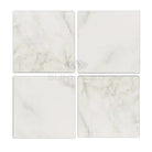 Four square Oriental White Aurora Asian Statuary Marble tiles on display