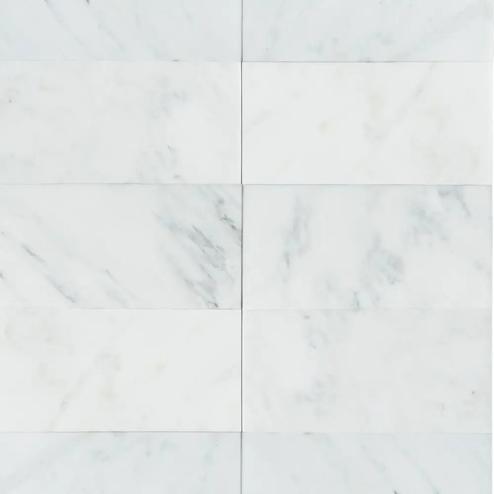 White marble tile pattern from Oriental White Aurora Asian Statuary Marble 6x12