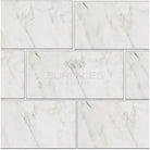 Marble-patterned tile arrangement from Oriental White Aurora Asian Statuary Marble 6x12