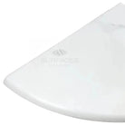 White rounded corner countertop of Oriental White Aurora Asian Statuary Marble Shower Shelf