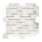 White marble mosaic tile with Oriental White Aurora Asian Statuary Mini-Versailles pattern