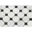 Octagon and square tile pattern from Oriental White Aurora Asian Statuary Mosaic