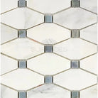Marble and glass mosaic tile from Oriental White Aurora with Blue-Gray accents
