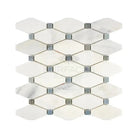 White marble and metal mosaic tile from Oriental White Aurora Asian Statuary Octave collection