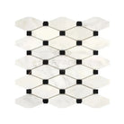 White and black mosaic tile sheet from Oriental White Aurora Marble collection